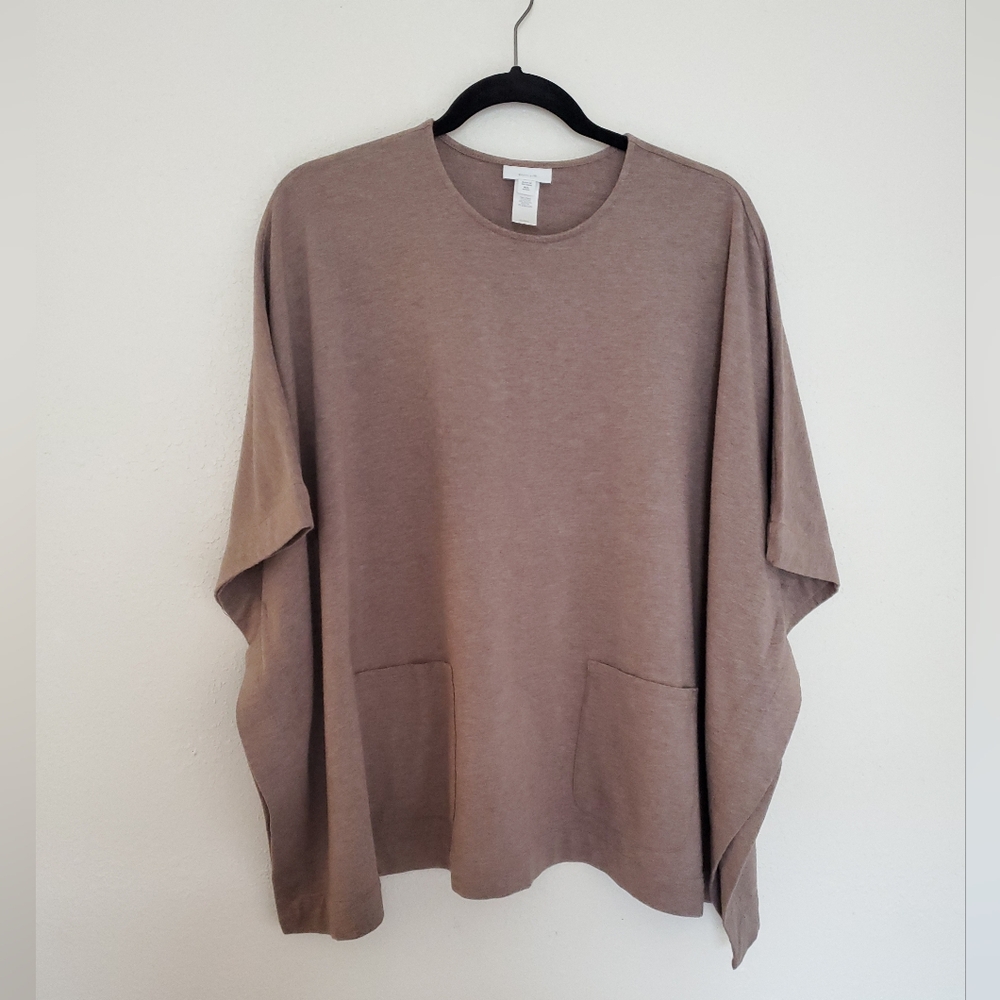 J. Jill Pure Jill Lagenlook Driftwood Light Cotton Blend Poncho Top
